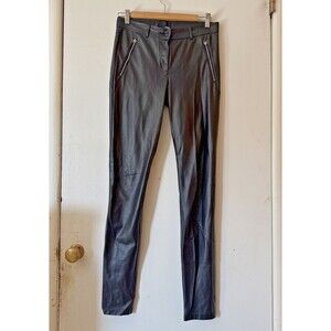 Aritzia Wilfred Free Faux Leather Zipper Moto Biker Stretch Skinny Pants Size 4
